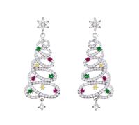 Tree Earrings, Elegant Rhinestone Stud with Sparkling Finish, Jewelry for Ladies, Party Fashion Accessories, Celebration Gift Idea, Wedding Tool, Evening Accessory for Festivities 0.63x1.73 Inches