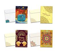 Tree-Free Greetings Diwali Paquete surtido de 16 tarjetas, respetuoso con el medio ambiente, fabricado en Estados Unidos, papel 100% reciclado, 5 x 7 pulgadas, luces Diwali (GP61494)