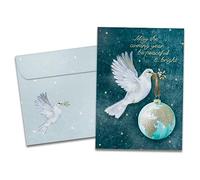 Tree-Free Greetings Paquete de 12 sobres a juego, respetuoso con el medio ambiente, fabricado en Estados Unidos, papel 100% reciclado, 5 x 7 pulgadas, paz y esperanza año nuevo (HP60627)