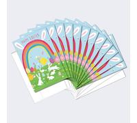 Tree-Free Greetings Paquete de 12 tarjetas de notas de Pascua, ecológicas, hechas en Estados Unidos, 100% papel reciclado, notas ecológicas, 4 x 6 pulgadas, conejitos arcoíris (FS64394)