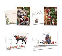 Tree-Free Greetings Paquete de 16 tarjetas navideñas de 5 x 7 pulgadas con sobres a juego, fabricadas en Estados Unidos, papel 100% reciclado, amigos festivos (GP54097)