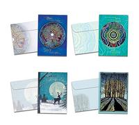 Tree-Free Greetings Paquete de 16 tarjetas navideñas surtidas de 5 x 7 pulgadas con sobres a juego, fabricadas en Estados Unidos, papel 100% reciclado, solsticio de invierno (GP54098)