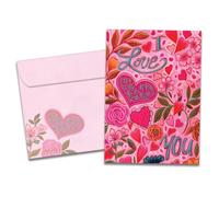 Tree-Free Greetings Paquete de 2 tarjetas de felicitación para el día de San Valentín, ecológicas, hechas en Estados Unidos, papel 100% reciclado, 5 x 7 pulgadas, I Love You Floral (GT64361)