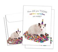 Tree-Free Greetings Tarjeta de felicitación de cumpleaños, respetuosa con el medio ambiente, fabricada en Estados Unidos, papel 100% reciclado, 5 x 7 pulgadas, ratón Rainbow Sprinkles (GT61240)