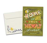 Tree-Free Greetings Tarjeta de felicitación de inauguración de la casa, respetuosa con el medio ambiente, hecha en Estados Unidos, papel 100% reciclado, 5 x 7 pulgadas, Home is Where (GO65251)