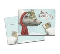Tree-Free Greetings Tarjeta de felicitación navideña con sobre a juego, respetuosa con el medio ambiente, hecha en Estados Unidos, papel 100% reciclado, 5 x 7 pulgadas, paz amor alegría (GO64226)