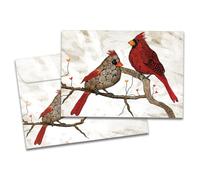 Tree-Free Greetings - Tarjetas de felicitación de temporada - Diseños artísticos - 10 tarjetas + sobres a juego - Fabricado en Estados Unidos - Papel 100% reciclado - 5 x 7 pulgadas - Cardenales