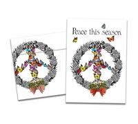 Tree-Free Greetings - Tarjetas de felicitación de temporada - Diseños artísticos - 10 tarjetas + sobres a juego - Hecho en Estados Unidos - Papel 100% reciclado - 5 x 7 - Corona de la paz (HB93537)