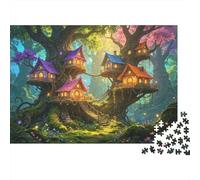 Tree House 1000 Piece Jigsaw Puzzles Recycled Fairy Tale Forest Puzzle para Elderly Puzzle Juego Accesorios para Familiar y Amigos Cumpleañoss Excelente Regalo 52x38cm/1000pcs