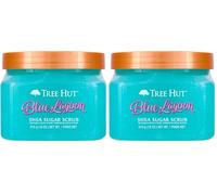 Tree Hut Blue Lagoon - Exfoliante de azúcar de karité, 18 onzas, exfoliante ultra hidratante y exfoliante para nutrir el cuidado corporal esencial (Paquete de 2)