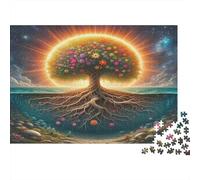 Tree of Life Adult Jigsaw Puzzle Glowing Tree of Life Over Water Educational Game Decompression for Adults Teens Home Decor 52x38cm 1000pcs