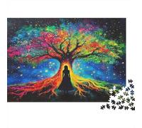 Tree of Life Adult Jigsaw Puzzles Silhouette Under Rainbow Tree for The Whole Family Women, Gifts for Men 52x38cm 1000pcs