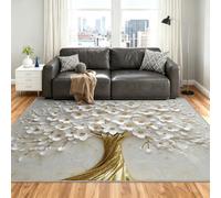 Tree of Life Alfombra 80x120cm, White Gold Floral Alfombras for Bedroom