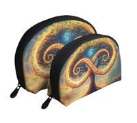 Tree of Life - Bolsas de maquillaje con estampado Zen, 2 piezas, portátil, bolsa de aseo de viaje, White, Talla única