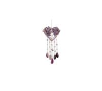 Tree of Life Chakra Gem Stones Healing Crystals Hanging Ornament Heart Wind Chimes Agate Slice Quartz Suncatcher Home Wall D(Purple)