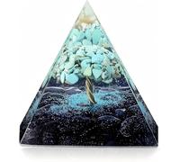 Tree of Life Crystal Pyramid for Positive Energy, Orgonite Turquoise&Blue Sandstone Quartz Healing Crystal for Reduce Stress Chakra Reiki Healing Meditation Attracts Lucky and Success
