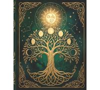 Tree of Life Moon Phase Journal: College Ruled Composition Notebook, 7.5x9.25 | Celestial Sun & Moon | Emerald Green & Gold Cover for Dream Journaling, Grimoire, School & Gifts