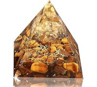 Tree of Life Orgone Pyramid Citrine with Tiger Eyes Positive Energy Healing Crystals Pyramid for Reduce el estrés, Chakra Reiki, Meditación Atrae Lucky and Success