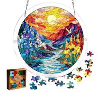 Tree of Life Sun Catcher Window Hanging, DIY Acrylic Puzzle Light Projection Decor for Garden Office Home, Colorful Prism Suncatcher for Christmas Birthday Gift, Unique Stained Glass Effect