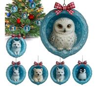 Tree Ornaments for Christmas - Acrylic Pendant for Holiday Decor | 2D Double Sided Printing, Lightweight with Rope, Christmas Animal Ornaments for Indoor Outdoor Wall Window