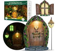 Tree Poetry Juego de Puerta y Ventana de Hadas para árboles, Kit de jardín de Hadas con luz, decoración