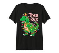 Tree Rex Christmas Costume T-Rex Dinosaur Xmas Light Family Camiseta Premium