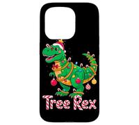 Tree Rex Christmas Costume T-Rex Dinosaur Xmas Light Family Carcasa para iPhone 15 Pro