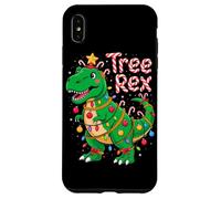 Tree Rex Christmas Costume T-Rex Dinosaur Xmas Light Family Carcasa para iPhone XS MAX
