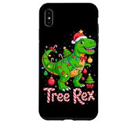 Tree Rex Christmas Costume T-Rex Dinosaur Xmas Light Family Carcasa para iPhone XS MAX