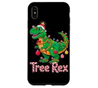Tree Rex Christmas Costume T-Rex Dinosaur Xmas Light Family Carcasa para iPhone XS MAX