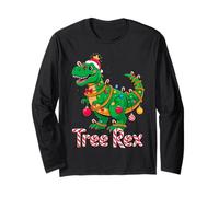 Tree Rex Christmas Costume T-Rex Dinosaur Xmas Light Family Manga Larga