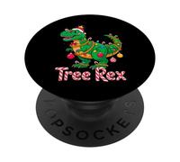 Tree Rex Christmas Costume T-Rex Dinosaur Xmas Light Family PopSockets PopGrip Adhesivo