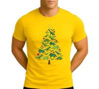 Tree Rex Dino Árbol de Navidad Estrella Árbol de Navidad | Navidad Navidad X-Mas Camiseta Hombre, amarillo, L