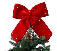 Tree Topper - de de terciopelo de gran tamaño, acento decorativo de tela , accesorio para festivales a mano, pantalla interior exterior, decoración temática de granja, acabado carmesí
