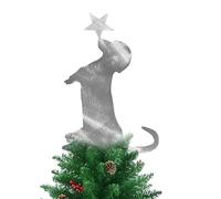 Tree Topper - Metal, 11.8" Dachshund Topper Ornament Cute Dog Christmas Decoration | Reusable Festive Accent For Tree, Wall, Shelf, Farmhouse Decor, Indoor/Outdoor Holiday Parties & Seasonal Displays
