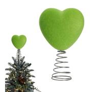 Tree Topper - Velvet, 5.24x2.56x8.27in Tree Decor 3D Heart Design | Flocked Reusable Holiday Ornament Romantic Accent, Heart Trees Topper For Christmas Trees, Tabletop Decor, Window Decoration