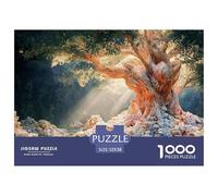 Tree with Dollar Bills As Leaves 1000 Pcs Premium-Karton Puzzle Cash-Covered Old Tree Stressabbau Kreatives Spiel Puzzles Als Wohnaccessoires 52x38cm/1000pcs