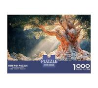 Tree with Dollar Bills As Leaves 1000 Pcs Stabiler Karton Puzzle Cash-Covered Old Tree Stressabbau Kreatives Spiel Puzzles Als Geburtstagsgeschenke 38x26cm/1000pcs