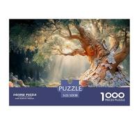 Tree with Leaves Made of Dollar Bills 1000 Pcs Ökopapier Puzzle Cash-Covered Old Tree Lebendige Bilder Kreatives Spiel Puzzles Als Wohnaccessoires 52x38cm/1000pcs