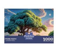 Tree with Lush Green Leaves 1000 Piezas Cartón Fuerte Rompecabezas Fantasy Tree Liberador De Estrés Juego Familiar Puzzle Juego De Desafío Difícil 38x26cm/1000pcs