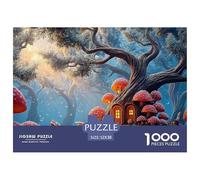Tree with Lush Green Leaves 1000 Piezas Cartón Fuerte Rompecabezas Mushroom House Liberador De Estrés Juego Familiar Puzzle para Adultos Y Niños 52x38cm/1000pcs