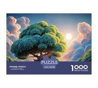 Tree with Lush Green Leaves 1000 Piezas Cartón Rompecabezas Fantasy Tree Imágenes Vibrantes Juego Familiar Puzzle para Niños Pequeños 52x38cm/1000pcs