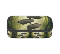 Tree Wooden Arrows Sunlight Fog Road Magic Dark Jungle Estuche especial para lápices para niñas y niños, Estuche para lápices de gran capacidad Estuche grande para lápices, Estuche para lápices de p