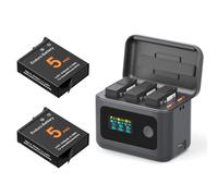 Treeboy Batería Osmo 360 (2 paquetes) con concentrador de carga rápida inteligente de 24 W, compatible con DJI Osmo 360/Action 6/Action 5 Pro/Action 4/Action 3 w/LCD Display Shows Battery SOC