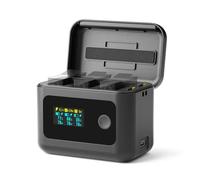 Treeboy Cargador de batería inteligente para GoPro Hero 13, Mission 1 Pro, misión de 1,24 W, carga rápida dual con pantalla LCD, batería SOC, pilas no incluidas
