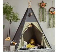 TreeBud Tienda de campaña Tipi para niños con Tapete Acolchado, Carpas de Juego Plegables en Tono Oscuro para Niña y Niño, Tipi Infantil de Lona para niños con Estuche de Transporte