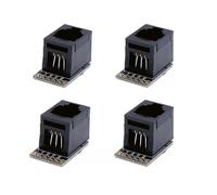 Treedix 4 placas de conexión de cable fijas, RJ11 de 6 pines con conector de montaje PCB, módulo de extensión RJ11 6P6C, color negro