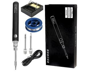 Treedix Kit de Soldador Eléctrico Inalámbrico de 8 W Con Temperatura Ajustable de 330 a 450 ℃, Cable de Carga USB, Soporte de Soldadura y 3 Puntas