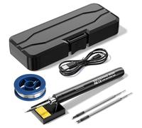Treedix Kit de soldador inalámbrico recargable por USB, 8 W, 3 modos ajustables, 3 puntas de hierro, portátil, para reparación