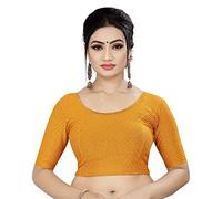 TreegoArt Fashion Blusa confeccionada de algodón y Lycra para Mujer, Manga elástica hasta el Codo, tamaño Libre -(Mustard-38-42)